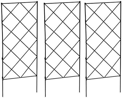 Plant Climbing Trellis Frame Garden Flower Plant Growing Support Metal Iron Trellis Wall Foldable Black 3PCS