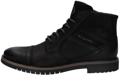 bugatti Herren Schnürstiefel, Männer Stiefel,uebergangsstiefel,uebergangsschuhe,schnürboots,halbstiefel,schnürung,schwarz (1000),44 EU / 9 UK