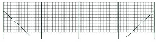 vidaXL Cerca de Alambre, Valla de Malla con Postes, Cercado de Cadena, Borde para Recinto de Jardín Patio, Acero Galvanizado Verde 1,8x10 m
