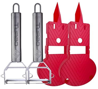 TURBO PRODUKTE Turbo Combi Plus Éplucheur universel incluant une planche à découper - coupe dans les deux sens - pour gauchers et droitiers - 4 en 4