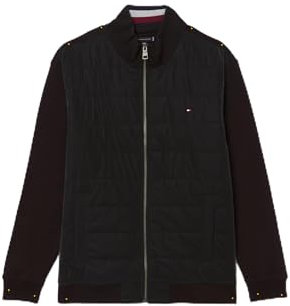 Tommy Hilfiger Herren Sweatshirt mit Reißverschluss Media Zip mit Stehkragen, Schwarz (Black), 3XL