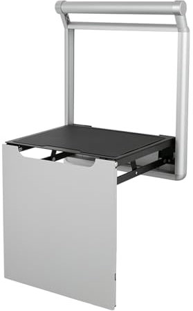 Donened Duschsitz Klappbar, Wandmontage Duschklappsitz bis 150kg Tragkraft Zusammenklappbar Duschhocker für Senioren Schwangere usw (Silber)
