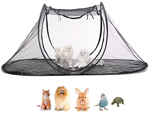 CAKEEYUM Tenda per Animali Domestici Tenda da Esterno per Animali Domestici da Giardino Pieghevole per Gatti da Campeggio per Cani in Rete per Cortile Patio in 120x63x50 cm per