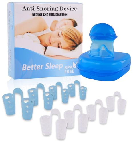 Zungenhalter Gegen Schnarchen, Silikon Zungenretention Stop mit 8 Anti Schnarch Nasenspreizer, Wiederverwendbares Schnarchen Stopper Silikon, Nasenklammer Schnarchen für Besseren Atmen und Schlaf