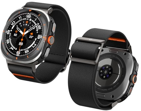 Spigen Lite Fit Armband Kompatibel mit Samsung Galaxy Watch Ultra 47mm (2024, 2025) Nylon Solo Loop Armband - Schwarz