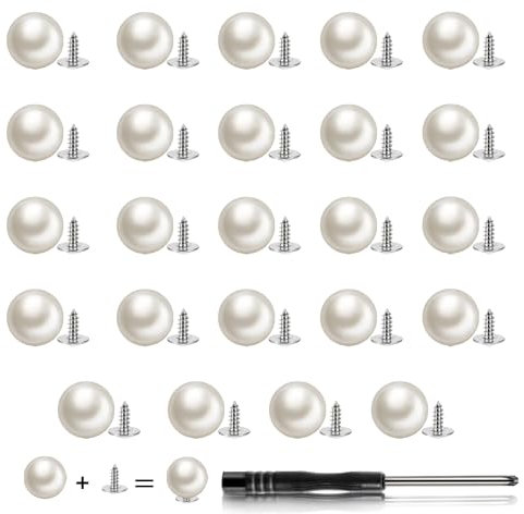JIEYAO 24 Stück Perlenknöpfe Ohne Nähen, Perlen Brosche Knöpfe Ohne Nähe Ausschnitt Verkleinern Clip Abnehmbare Wiederverwendbar Perlennieten Mit Schraubendreher für Kleidung Hemd Mantel Basteln 10mm