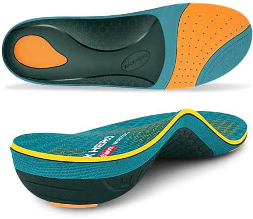 WalkHero Work Orthotic Inserts,220+lbs Plantar Fasciitis Insoles for Men Women,Arch Support Inserts for Heel Pain Relief,Boot Insoles with Max Cushion,Standing All Day Mens 11-11.5 | Womens 13-13.5