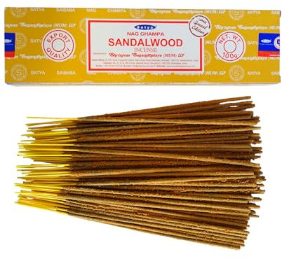 LAMARE Varillas de Incienso Satya Sandalwood - 1 Paquete de 100 g (80-90 Varillas) - Aromaterapia - Meditación - Yoga - Packaging EcoFriendly