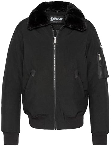 Schott NYC Chaqueta con cuello de piel Schott Airlines Negro-Negro, Negro, S