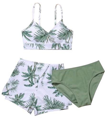 MOVAWAKY Set Bustier Slip De Bikini,Filles Bikini VêTement Natation Plage Mignon Maillots Bain Filles ÉTé Maillot Adolescente Fille Piscine Sport Tropical Swimwear |