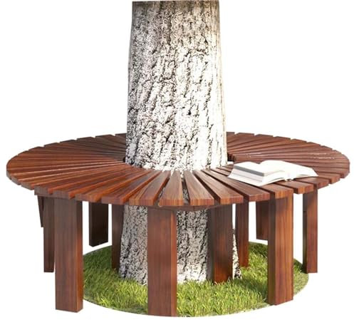 Yopappol Banc de Jardin Marron, siège d'extérieur résistant aux intempéries, Banc Enveloppant Autour d'un Arbre, mobilier de Loisirs en Bois Massif pour Jardin, terrasse, Porche, Balcon(Half Round)