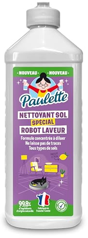 Paulette - Nettoyant Sol Spécial Robot Laveur - Parfums Citron - Certifié Ecocert - Fabriqué en France - 500 mL