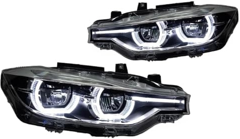 Juego De Faros Delanteros para BMW F30 2012-2019 F35 Faros Delanteros LED para Coche 320i 318i 325i DRL Angel Eye Accesorios para Automóviles Faro Principal(For Halogen)