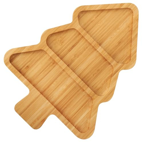 WILLKOMMEN Piatto natalizio, vassoio in bambù a forma di albero di Natale, tagliere per salumi 30x22 cm, stoviglie per feste, biscotti, frutta e formaggi