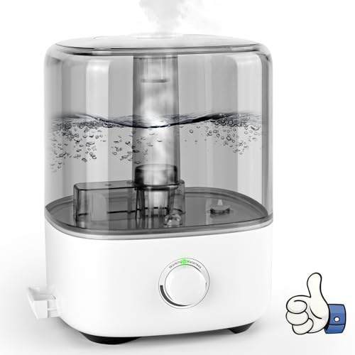 Top-Fill Humidificador 5L de Aromas 28dB Silencioso Ultrasonico Humificador de Humedad para Bebés y Plantas Humidificadores Habitacion Boquilla Giratoria de 360° Apagado Automático sin BPA (Blanco)