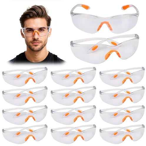 Cjytdkj Schutzbrillen Transparent, 14 Stück Arbeitsschutzbrille, Transparent Sicherheitsbrille Augenschutzbrille für Bauwesen Heimwerker Labore