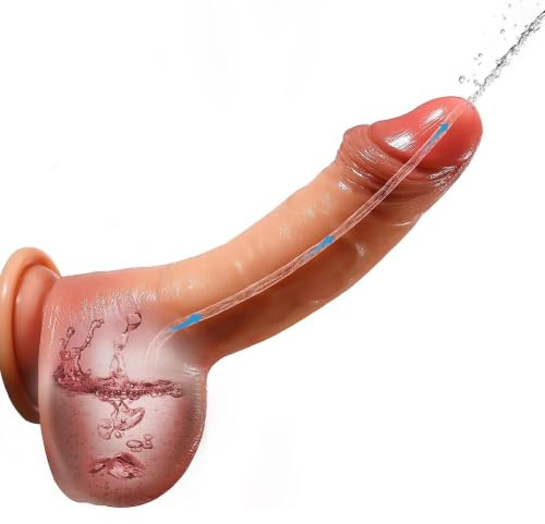 6.9 Real Squirt Dildo Movable Foreskin Silicone Strap-On Strong Suction Adult Toy Beginners
