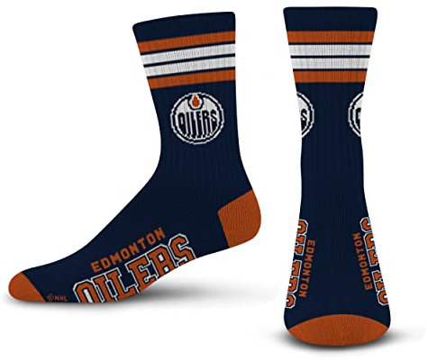 For Bare Feet FBF Edmonton Oilers 4 Stripe Crew NHL Socken Navy, M