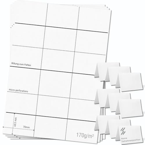 OfficeGear Extra Small Tent Cards 9-up [55 Sheets - 495 Cards] 49.5x70mm Printable A4 170gsm Scored Folding Table Top Name Place Cards for Hotels Weddings Conference Events Incl Design Template