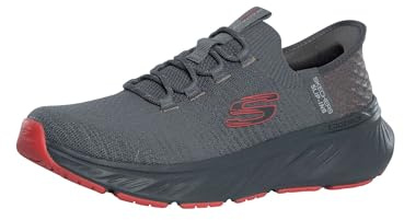 Skechers Edgeride Raygo - Sneaker da Uomo Senza Mani, Bordo Rosso Lavorato a Maglia Carbone, 43 EU