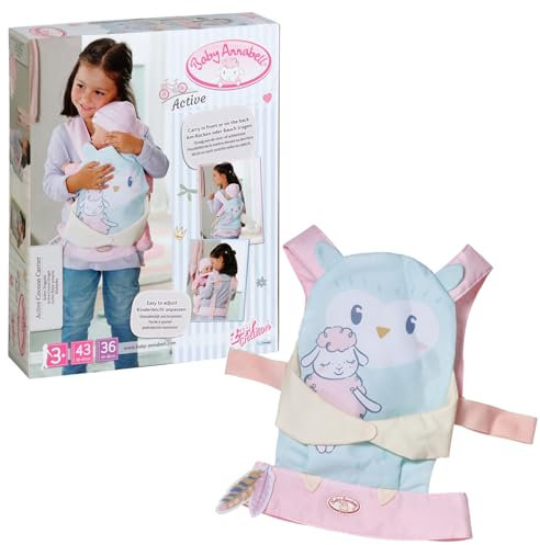 Baby Annabell Active Baby Carrier 710463 - Doll Carrier with Adjustable Belt System for Dolls up to 43cm - Suitable for Children from 3 Years Old