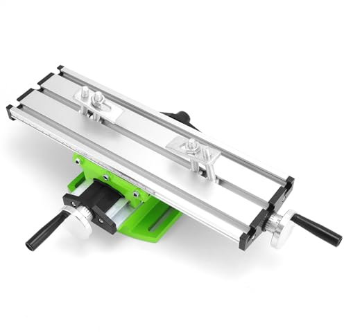 QWORK® Mesa de Trabajo Multifunción, Cruz y Deslizante de Perforación para Soporte de Taladro de Banco, 310 * 90 * 78 mm