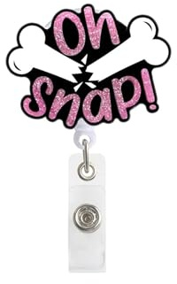 Oh Snap Retractable Badge Reel with ID Clip Name Tag Card Funny Broken Bone Gift for Nurses Office Worker Radiology X-Ray Orthopedics Nursing Student Alligator Clip