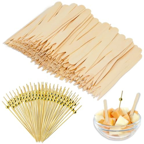 PXBSNB 250 Pezzi Forchette di Legno, Forchette di Legno per Patatine, Forchette Ecologici e Biodegradabilil, Forchette in Betulla, Forchette Frutta per Feste Campeggio Viaggi e Barbecue
