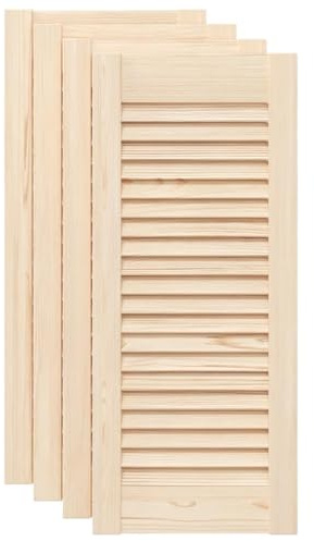 vidaXL Portes d'armoire à persiennes 4pcs 69x29,5cm Bois de pin Massif, Porte de Meuble, Porte de Garde-Robe, Panneau à persiennes en Bois