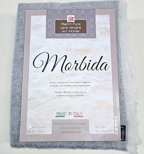 Manifattura Tessile Coperta Leggera Pura Lana Mohair Calda e Naturale (Grigio, Matrimoniale)
