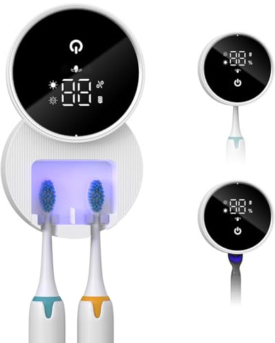 ORIA Desinfectante para Cepillos de Dientes, Soporte Portátil para Cepillos de Dientes Eléctricos y Manuales con Esterilización Programada, Pantalla LED, Recargable para Viajes, Hogar y Negocios