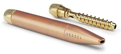 Vessel One Hitter Helix av mässing – 0,2–0,3 g, dubbel helix för optimalt filter, kylning – torra örter, rökning vape, ren visselpipa, tobaksvaror (roséguld)