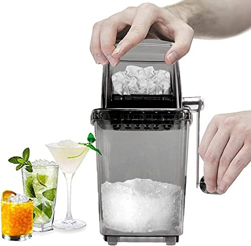 TFixol Iskrossare manuell roterande iskross cocktails slush iskub krossade smoothies iskross hem 1,25 L kromad iskvarn iskub dryckesomrörare (grå) grå M