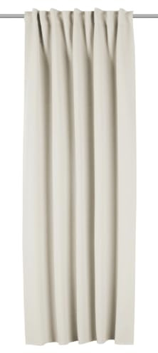 Sehlbach Tenda pronta per l'uso con fettuccia, Dimout uni, Crema, 135 x 245 cm, A risparmio energetico in inverno, Termoresistente in estate, Facili da applicare, Coprenti, Drappeggio perfetto