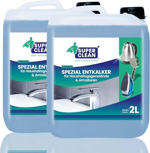 SUPER CLEAN Universal avkalkare flytande | Högkoncentrerad & mångsidig | 2 × 2 L | För vattenkokare, kranar, dusch, duschhuvud, badrum & kök | Skonsam mot material & effektiv