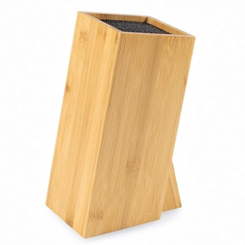 Hanseküche Ceppo portacoltelli senza coltello in legno (bambù marrone, quadrato obliquo uno scomparto)