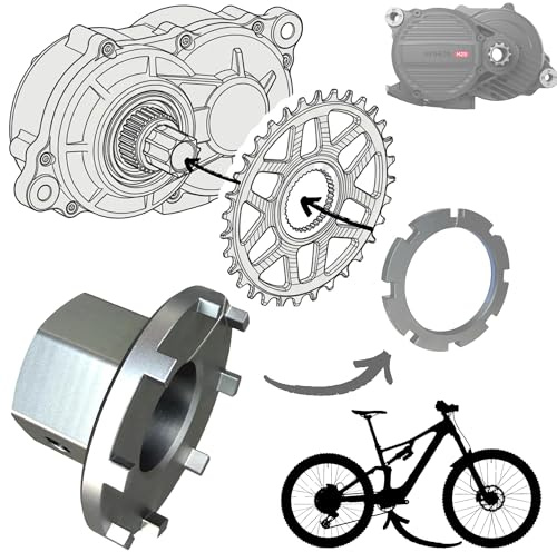 F26 låsring verktyg Ebike cykel låsring kedjeblad spindelservice verktyg demontering verktyg mutter lockningsverktyg 53 mm kompatibel med Avinox M1, M2, M2S motorer