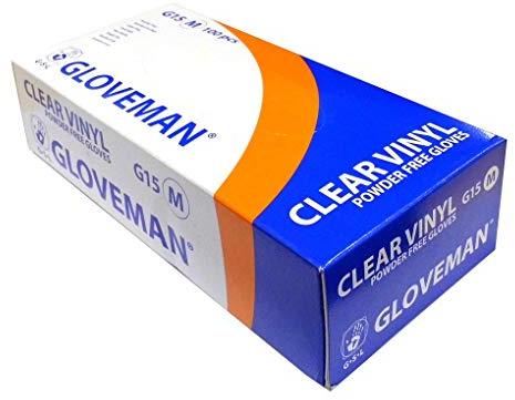 1 scatola di guanti in vinile trasparente senza polvere – taglie da S a XL (grande)