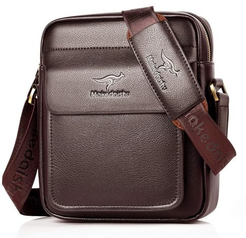 GKE Herren-Umhängetasche aus Leder Business-Umhängetasche für Herren Braun