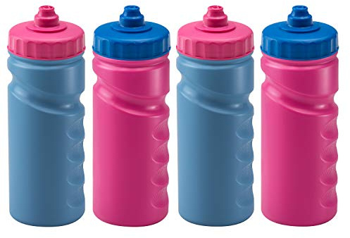 Foxberry 500ml Reusable Water Bottles - 4 Pack - Hands Free Lid - Spill Proof and Leak Proof Spout - BPA Free - Dishwasher Safe - Kids - School - Sports - Clubs