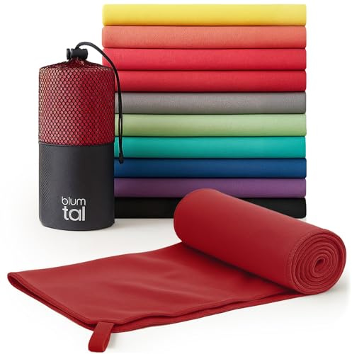 Blumtal Serviette Microfibre 120x60 cm Doux - Serviette Sport Musculation en Microfibre à séchage Rapide - Serviette de Sport - Serviette Sport Microfibre - Rouge Foncé