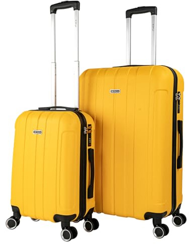 ITACA - Juego Maletas De Viaje rígidas Trolley con Candado de Combinación y 4 Doble Rueda 360° Set Maletas De Viaje Ligeras y Resistentes, Amarillo