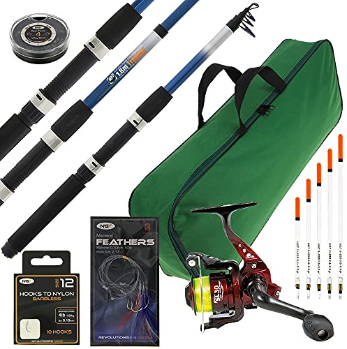 Travel 6ft Telescopic 6ft Rod & Reel Combo Setup With Carryall & Tackle Hooks For Coarse and Sea Fishing