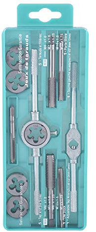 Gewindeschneider Set, 12 Stück Gewindeschneidsatz Metrisch Gewindebohrer Schraubenschlüssel Schneideisen Kohlenstoffstahl Handgewindebohrer Gewinde Schneider Bohrer Werkzeug Innengewinde Außengewinde