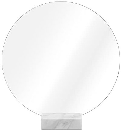 Navaris Deko Spiegel rund mit Marmorsockel Ø 30 cm - Ästhetischer Standspiegel Schminkspiegel für Schreibtisch - Kosmetikspiegel mit Marmor Stand