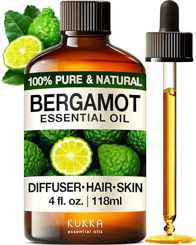 KUKKA Bergamot Essential Oils - 118ml - for Hair, Skin, Diffuser, Aromatherapy & DIY Soap Making Scent