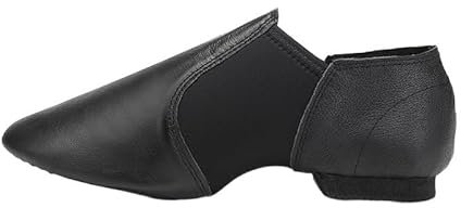 Ballet Slippers Genuine Leather Jazz Dance Shoes Tan Black Antiskid Sole Jazz Shoes Toddler Girls Woman Gymnastics Unisex Slip On Jazz Ballet Pumps (Color : Black, Size : 32(21CM))