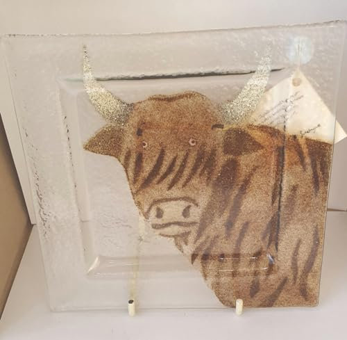 D & J Glassware -Highland Cow 3 Plate - Size 15 cm x 15 cm