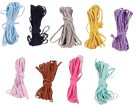 HAPINARY 9st Färgglada Elastiska Band För -projekt Justerbara Maskband i Perfekta För Kläder Huvudbonader Och Smycken Slitstarka Och Flexibla
