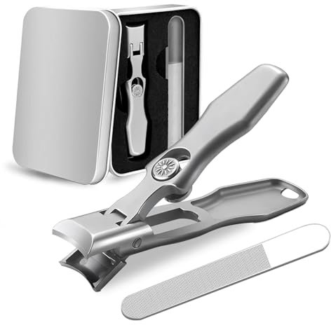 Tagliaunghie Shirem,Tagliaunghie Sherum,Tagliaunghie Ultra Affilate portatili,Tagliaunghie ultra Affilate in Acciaio inox,Tagliaunghie a Prova di Schizzi per Unghie Spesse (Argenteo)